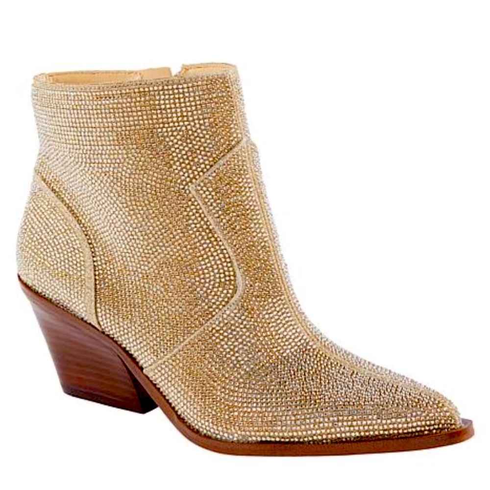 JESSICA SIMPSON ZALOR RHINESTONE WESTERN BOOTIE - SIZE 8-1/2W NWOB
